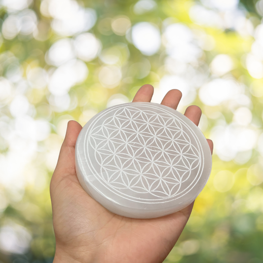 Selenite Round Charging Plate